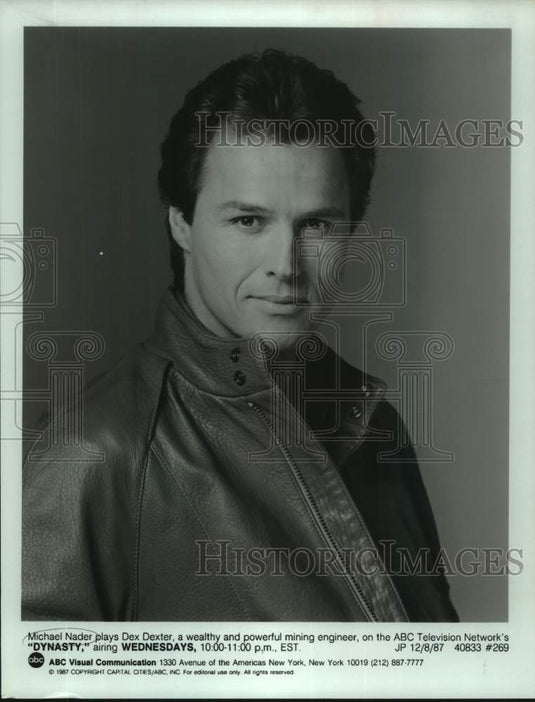 1987 Press Photo Actor Michael Nader in "Dynasty" - Historic Images