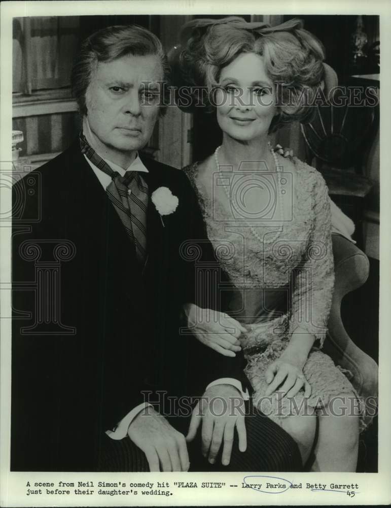 1971 Press Photo Larry Parks and Betty Garrett in a scene from &quot;Plaza Suite&quot;-Historic Images