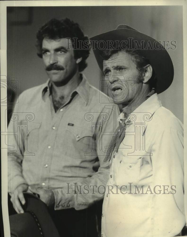 1979 Press Photo Tom Selleck and Jerry Reed star in &quot;The Concrete Cowboys&quot;-Historic Images