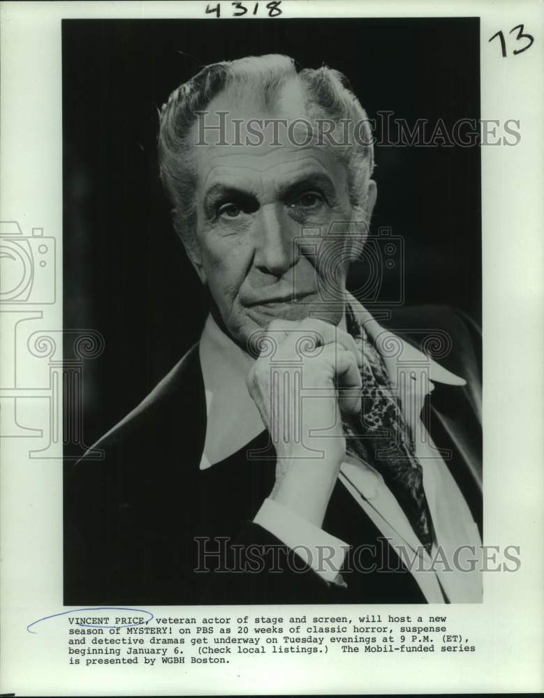 1981 Press Photo Vincent Price, veteran actor, to host new season of &quot;Mystery!&quot;-Historic Images