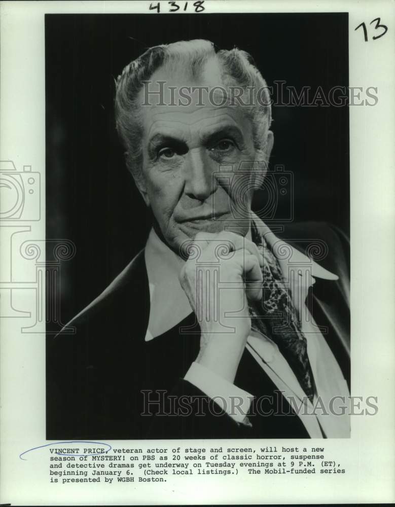 1981 Press Photo Vincent Price, veteran actor, to host new season of "Mystery!"-Historic Images