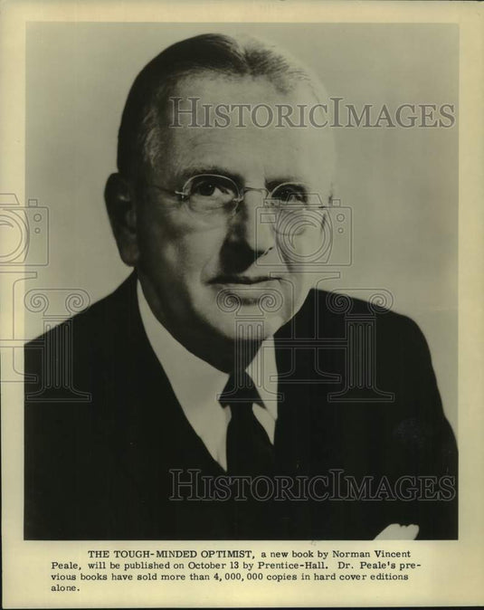1961 Norman Vincent Peale, author of "The Tough-Minded Optimist" - Historic Images