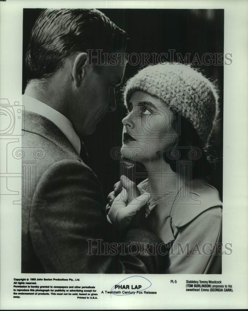 1983 Press Photo Actor Tom Burlinson, Actress Georgia Carr in &quot;Phar Lap&quot; movie-Historic Images