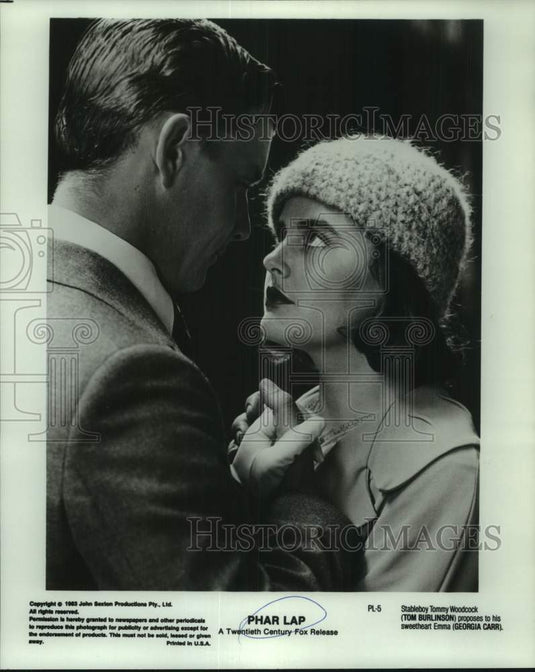 1983 Press Photo Actor Tom Burlinson, Actress Georgia Carr in "Phar Lap" movie-Historic Images