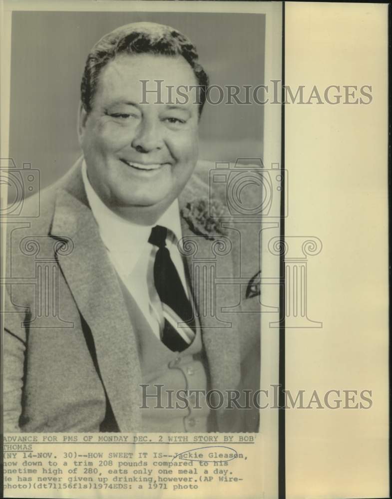 1971 Press Photo Comedian Jackie Gleason - nop71284-Historic Images