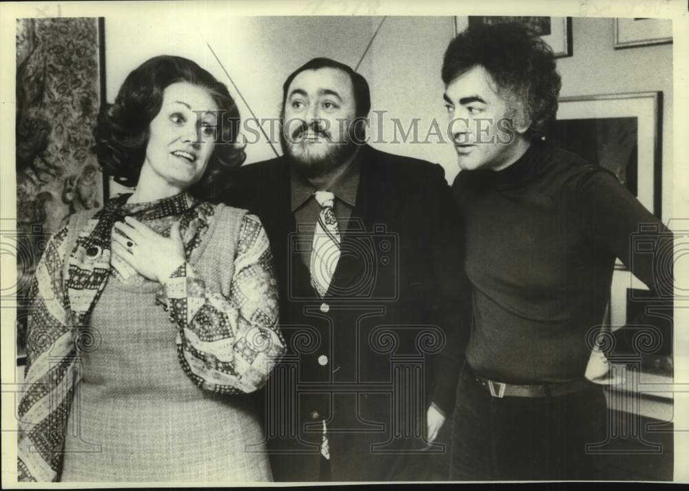 1979 Press Photo Joan Sutherland, Luciano Pavarotti and Richard Bonynge-Historic Images