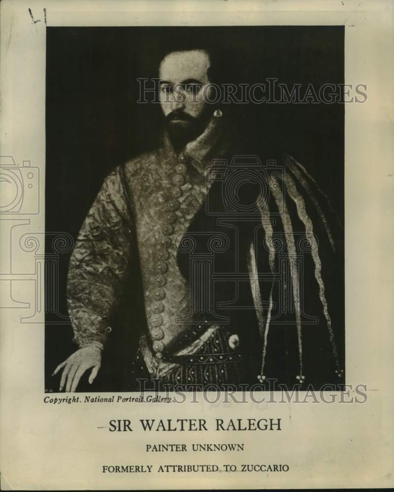 1951 Press Photo A painting of Sir Walter Ralegh, painter unknown. - nop75813-Historic Images