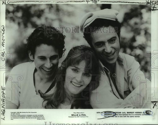 1980 Press Photo Ray Sharkey, Michael Ontkean and Margot Kidder in Willie & Phil-Historic Images