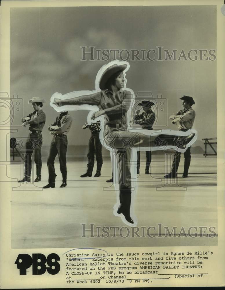 1973 Press Photo Christine Sarry performs excerpt from &quot;Rodeo.&quot; - nop77035-Historic Images