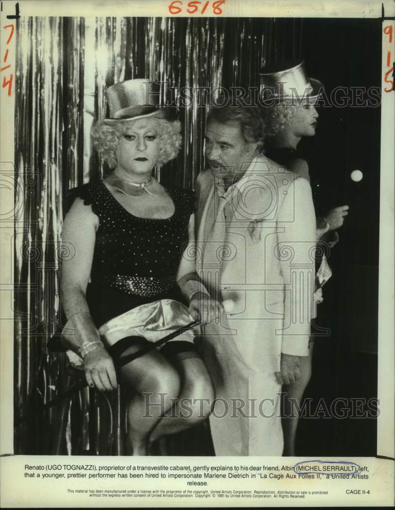 1981 Press Photo Ugo Tognazzi & Michael Serrault in "La Cage Aux Folles II"-Historic Images