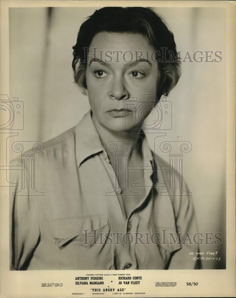 1959 Press Photo Actress Jo Van Fleet in &quot;This Angry Age&quot; - Historic Images