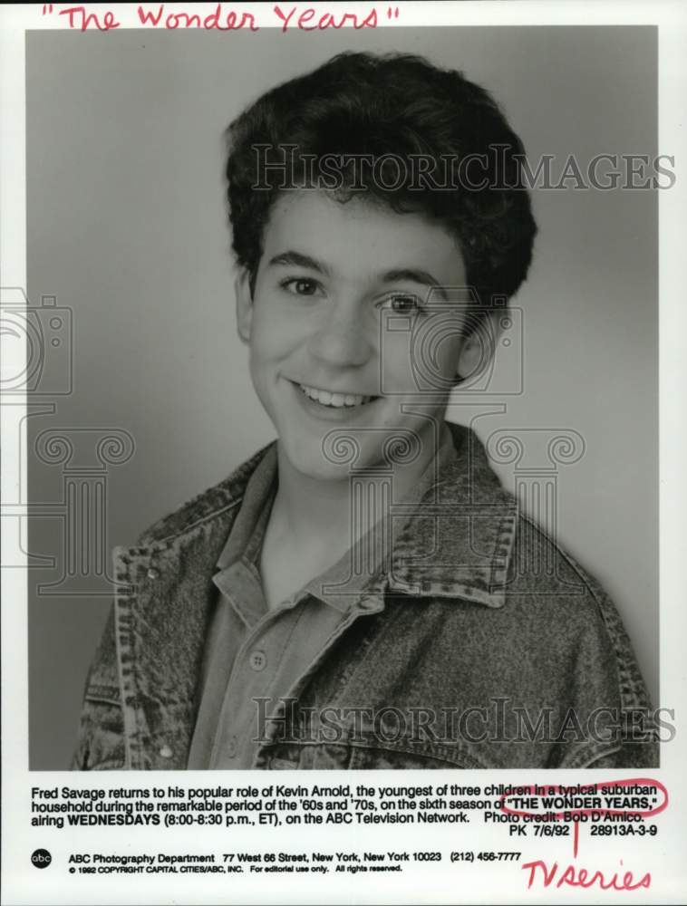 1992 Fred Savage on &quot;The Wonder Years&quot; - Historic Images