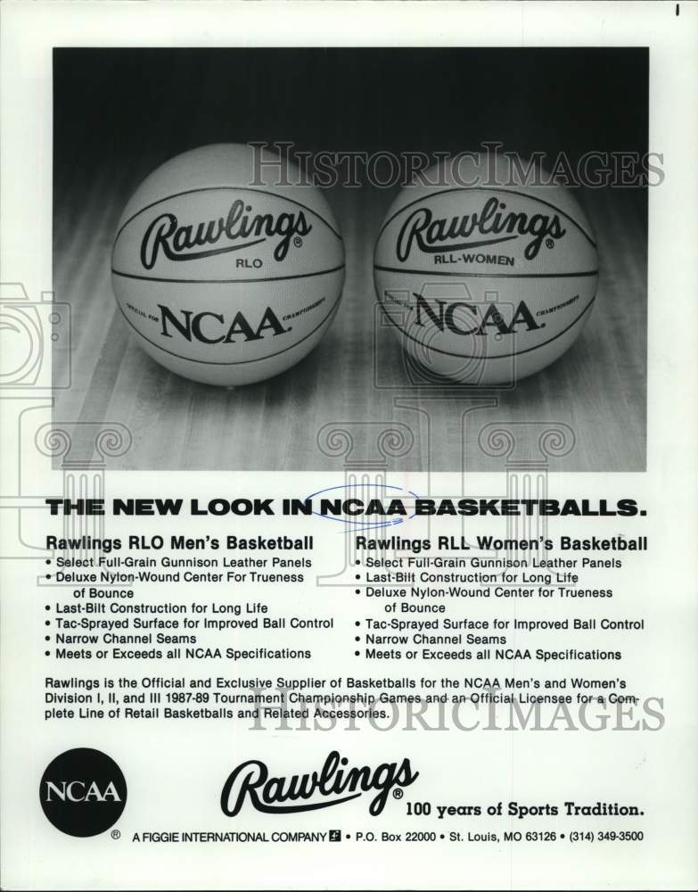 1987 Press Photo Rawlings New Look in NCAA Basketballs - nop84930 - Historic Images