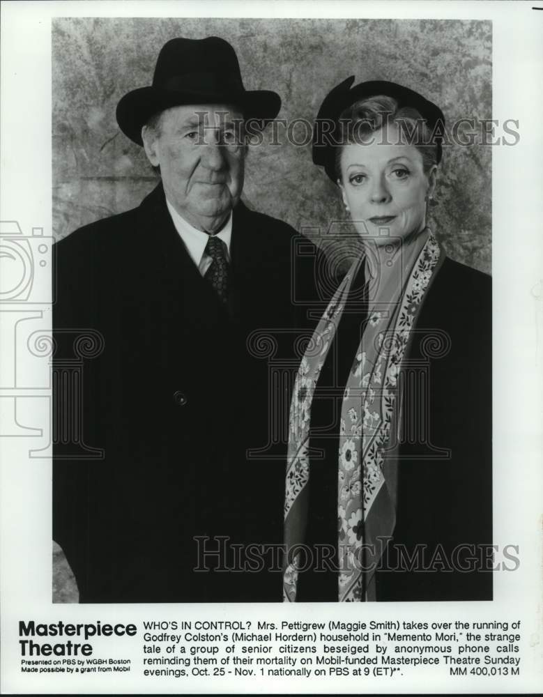 1992 Maggie Smith and Godfrey Colston, co-actors in &quot;Memento Mori&quot; - Historic Images