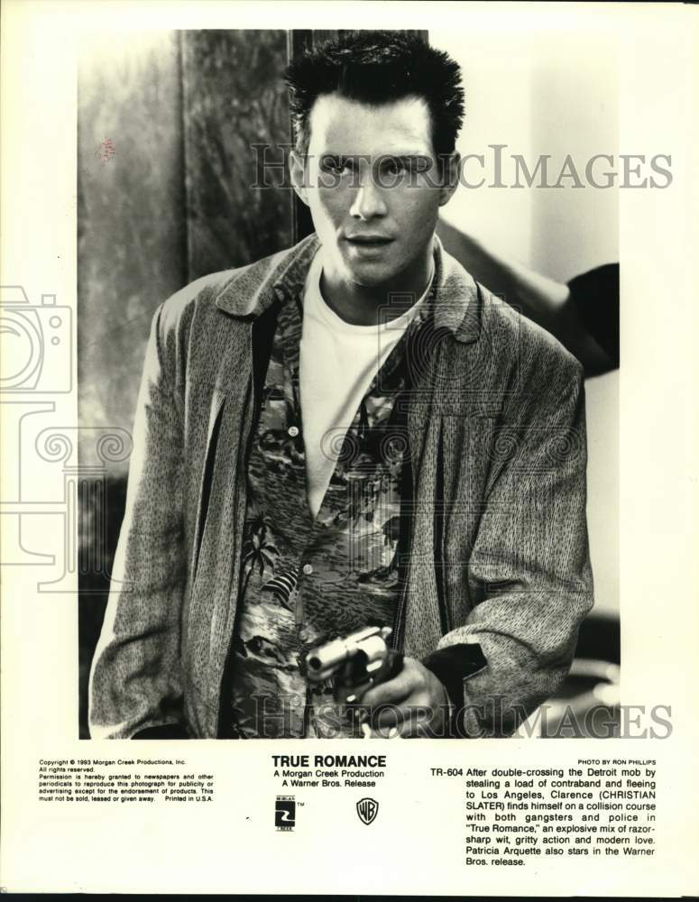 1993 Christian Slater collides with gangsters in &quot;True Romance&quot; - Historic Images