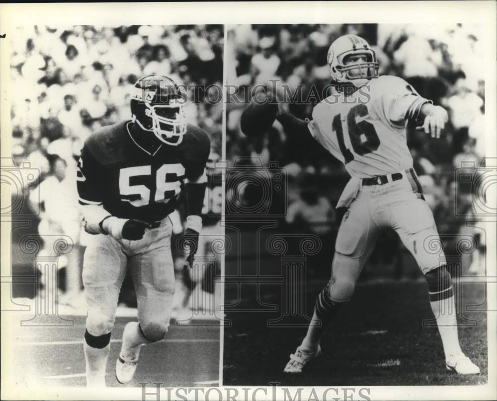 1982 Press Photo New York Giants Lawrence Taylor &amp; Miami Dolphins David Woodley - Historic Images