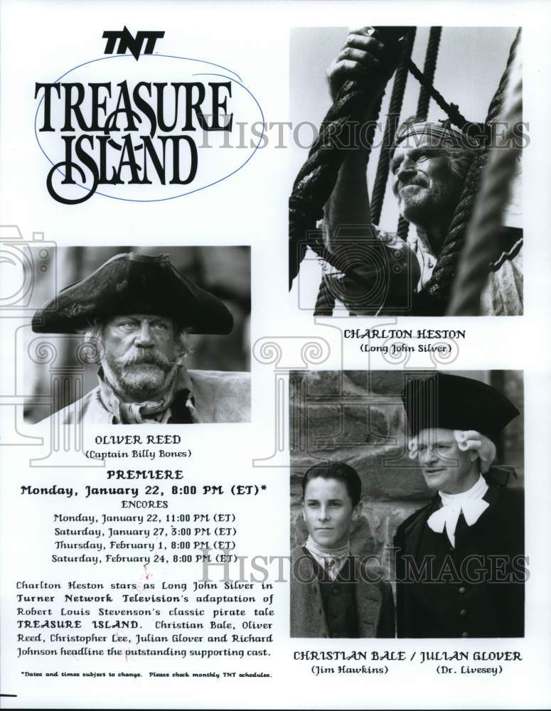 1990 Press Photo The starring cast members of "Treasure Island," on TNT. - Historic Images