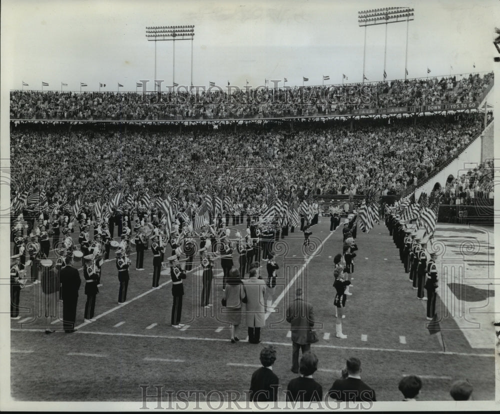 1962 Sugar Bowl- Massing of flags for National Anthem before kickoff - Historic Images