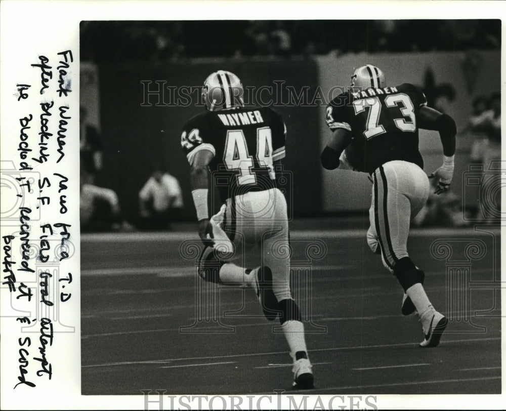 1985 Press Photo New Orleans Saints- Frank Warren runs for a TD. - nos00523- Historic Images