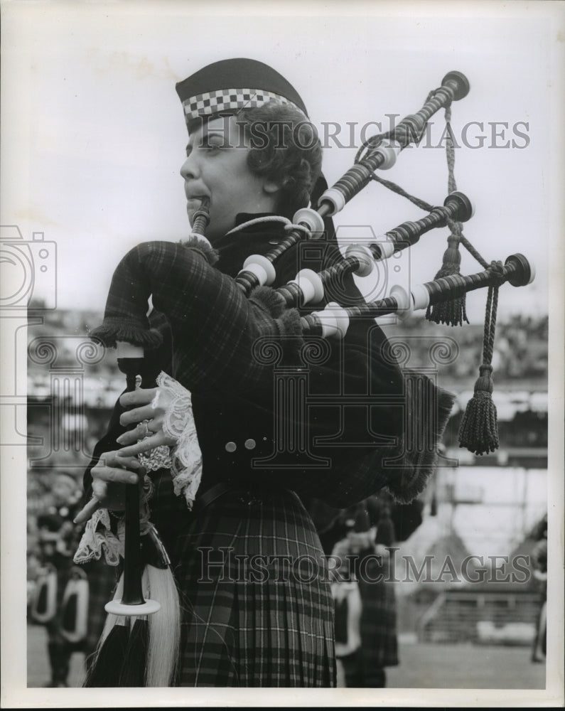 1963 Sugar Bowl - Lady Playing Bagpipes at Halftime - Historic Images