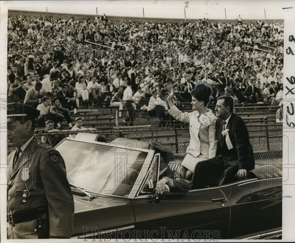 1966 Sugar Bowl- Sugar Queen Sherry Boucher and Escort Theo Maumus. - Historic Images