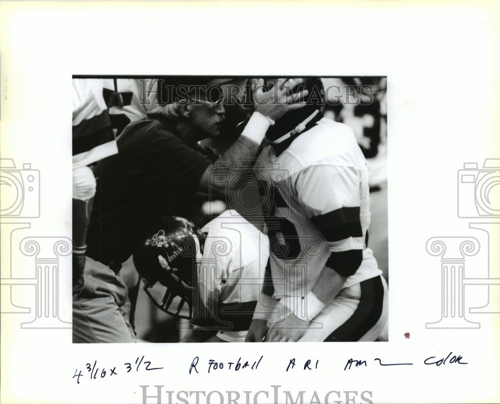 1993 Coach Encourages Player, Riverside vs Haynesville Football Game - Historic Images