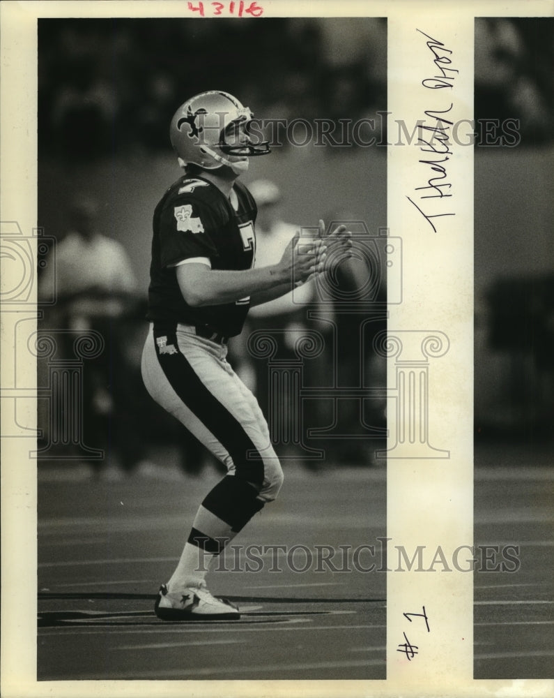 1987 Press Photo Morten Anderson, New Orleans Saints Football Player at Game - Historic Images