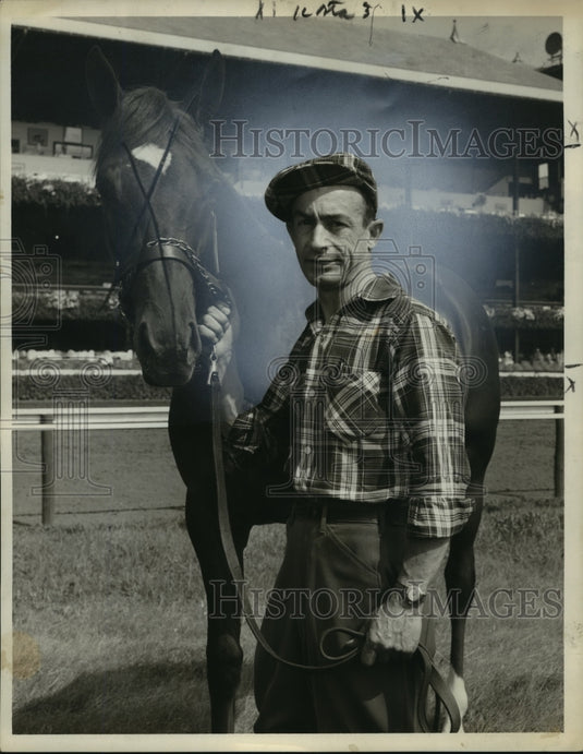 Press Photo Jed Atkinson with Horse "Crow's Nest" at Race Track - nos02584 - Historic Images