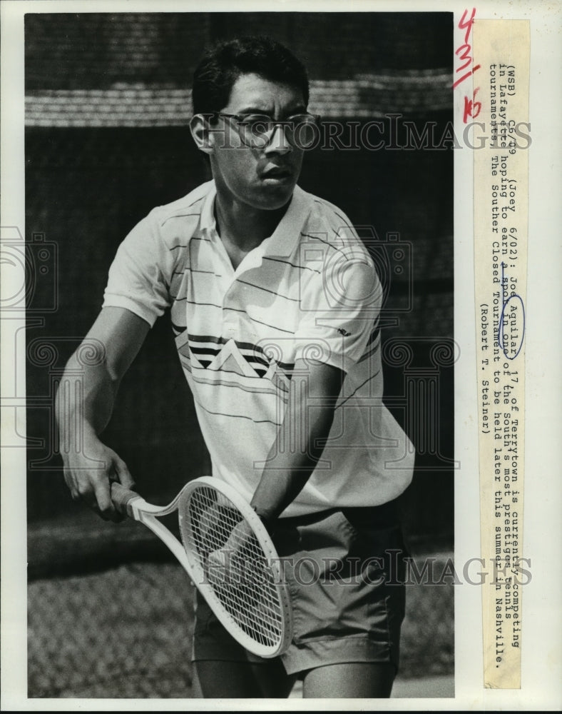 1988 Press Photo Joe Aguilar, Lafayette Tennis Player at Lafayette Tournament - Historic Images