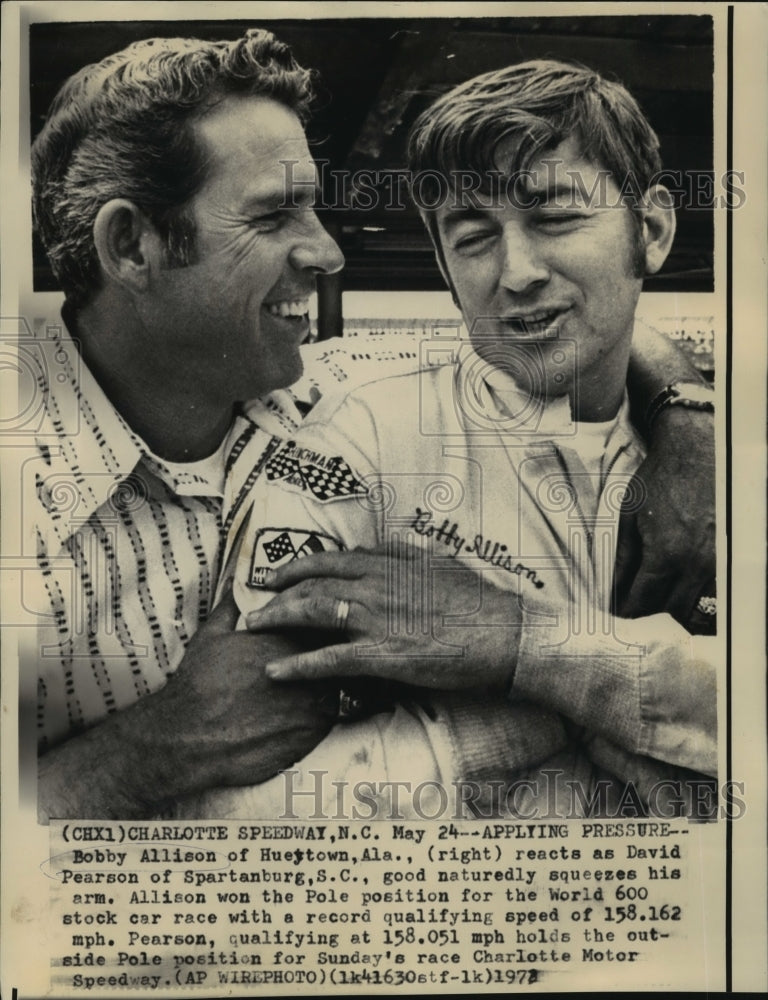 1972 Press Photo Race Car Drivers Bobby Allison and David Pearson at Race - Historic Images