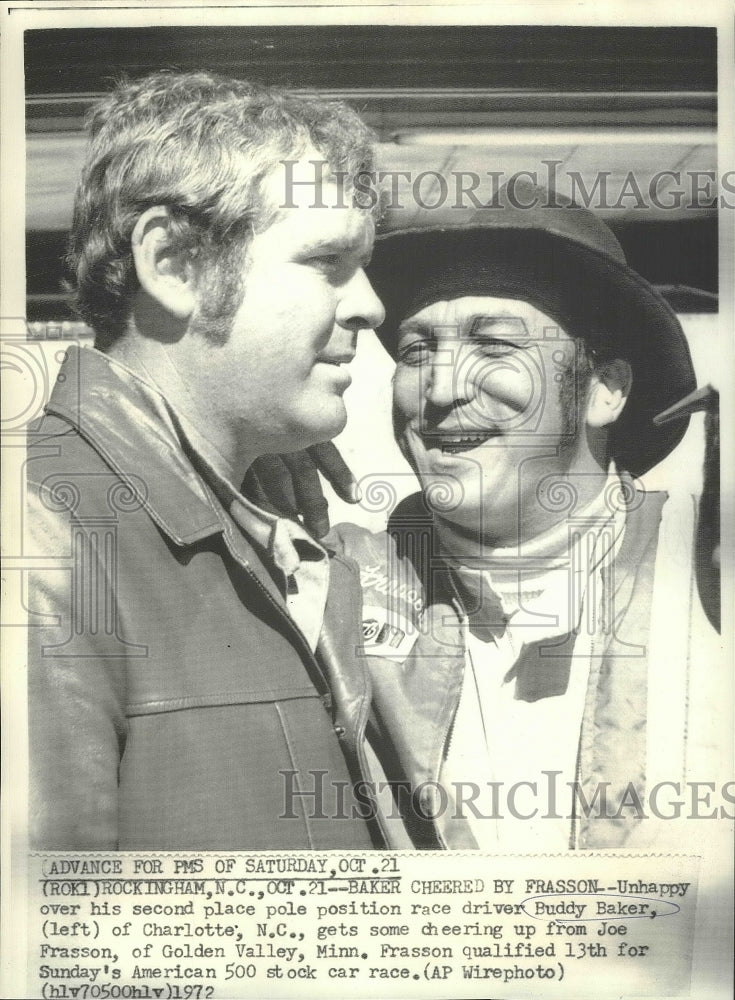 1972 Press Photo Stock Car Drivers Buddy Baker and Joe Frasson - nos03508- Historic Images