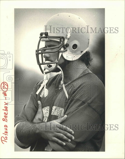 1984 Press Photo Football - Roland Barbay of LSU Wearing Jersey & Helmet- Historic Images