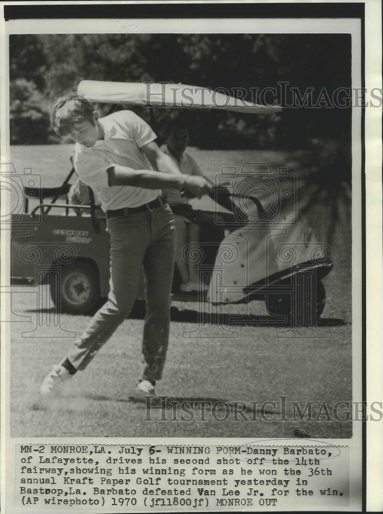1970 Press Photo Golf - Danny Barbato Driving at Kraft Paper Golf Tournament- Historic Images