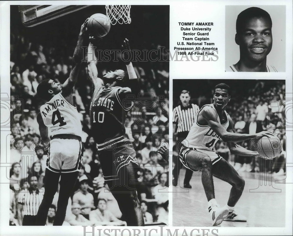 1987 Press Photo Duke Basketball Player Tommy Amaker in Action - nos03853- Historic Images