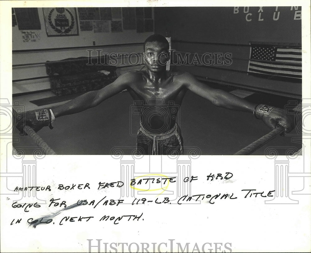 1983 Press Photo Fred Batiste, Amateur Boxer in the Ring - Historic Images