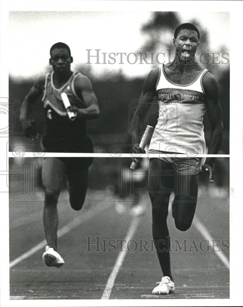 1986 Press Photo Rudolph Bolds, Nicholls Bobcats Runner at Kenner Track Meet - Historic Images