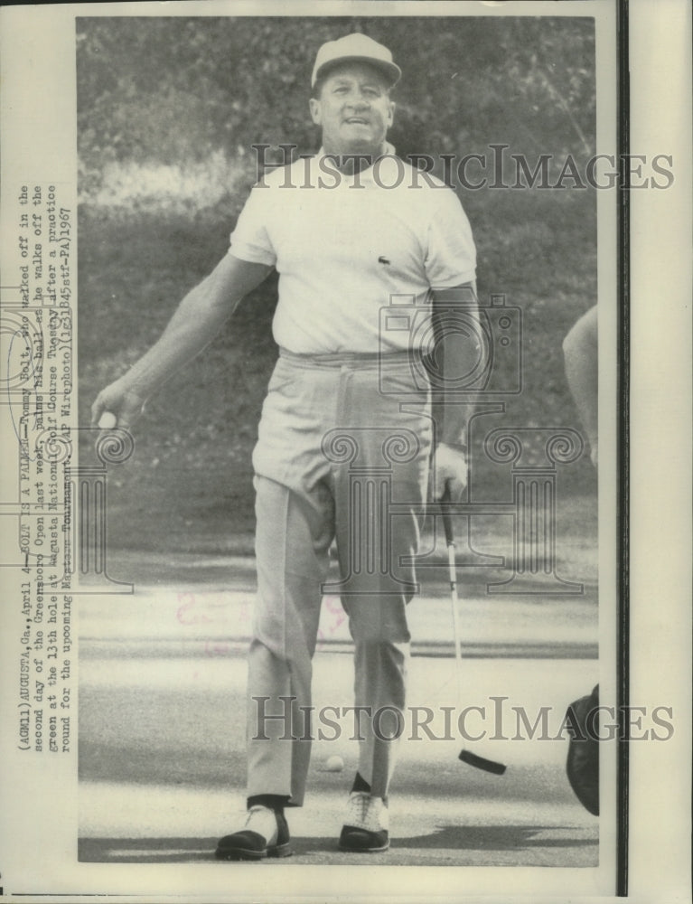 1967 Press Photo Golfer Tommy Bolt at Augusta National Golf Course for Masters - Historic Images