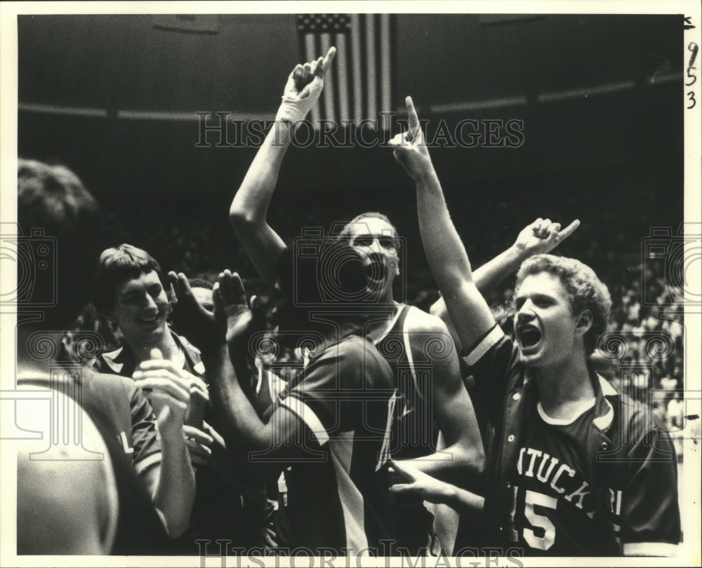 1980 Press Photo Basketball Player Sam Bowie Celebrates at Game - nos05289- Historic Images