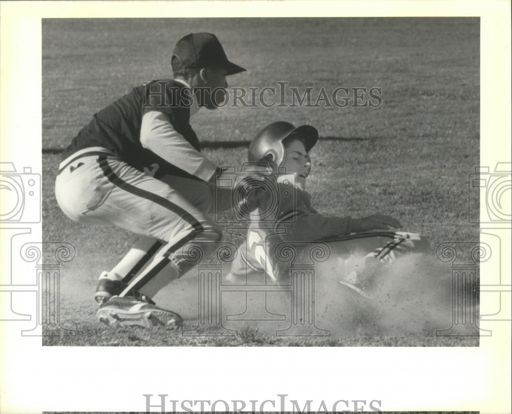 1990 Press Photo Shane Boyles, Riverdale Baseball Player at East St. John Game - Historic Images