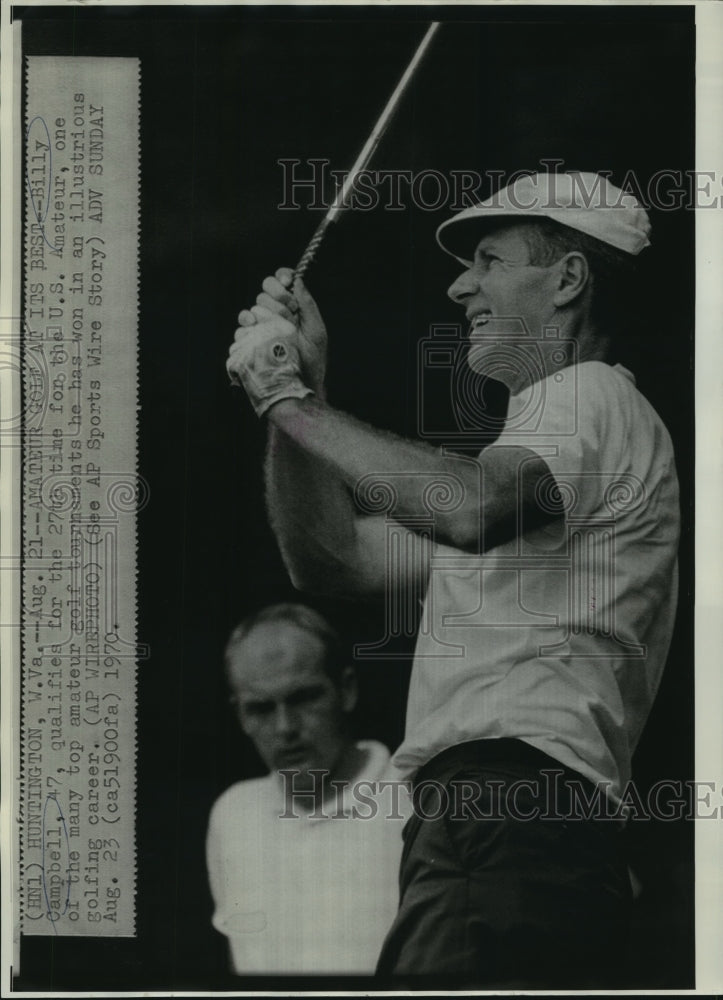 1970 Press Photo Golfer Billy Campbell at the United States Amateur Golf Game- Historic Images