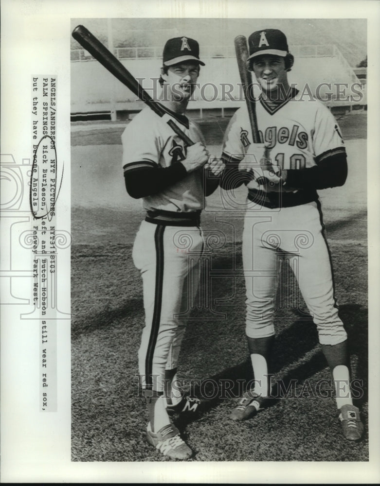 1981 Press Photo Rick Burleson and Butch Hobson, Baseball Players at Fenway Park - Historic Images