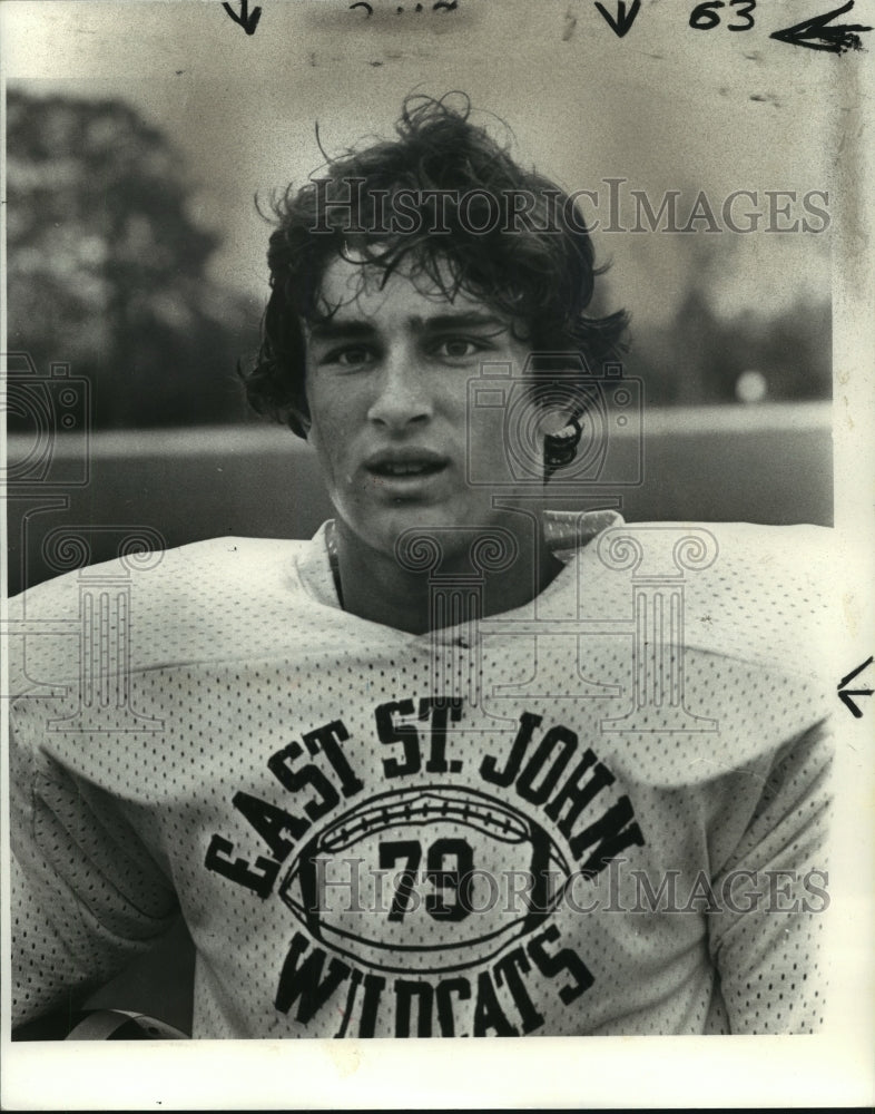 1979 Press Photo East Saint John Wildcats Football Player Tim Byrd - nos06491- Historic Images