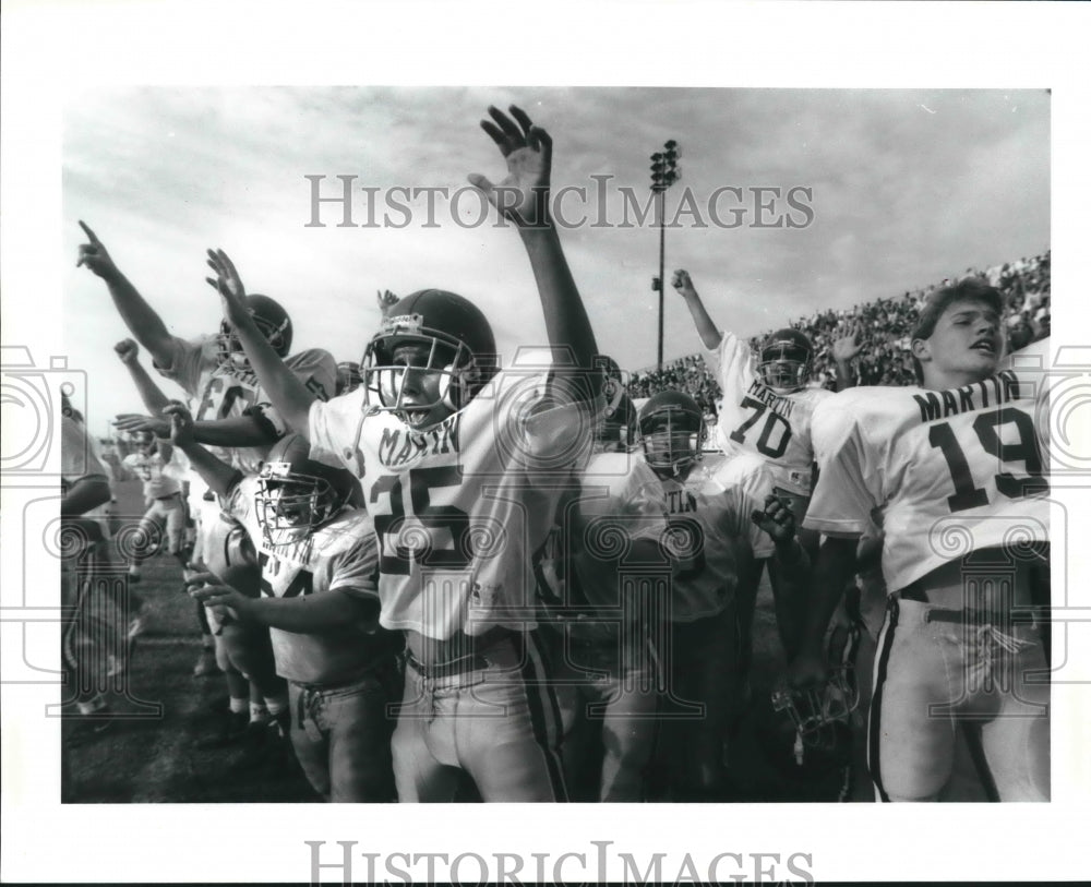 1992 Press Photo Football Players from Brother Martin win over Archbishop Shaw - Historic Images