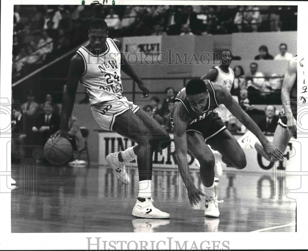 1987 Press Photo University of New Orleans Basketball Player Ledell Eackles - Historic Images