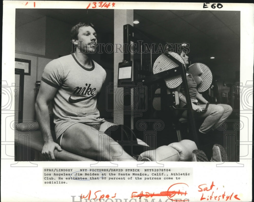 1982 Press Photo Jim Bolden at the Santa Monica California, Athletic Club- Historic Images