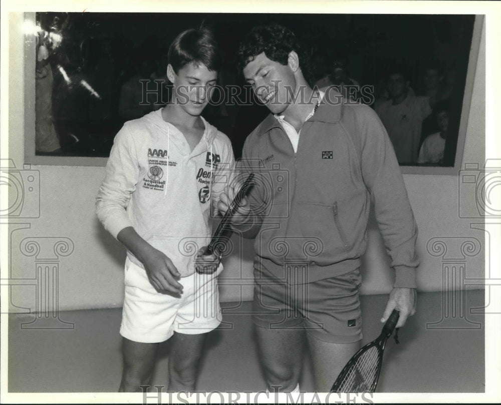 1984 Press Photo Tennis Player Chris Lapeyre with Other and Rackets - nos07518 - Historic Images
