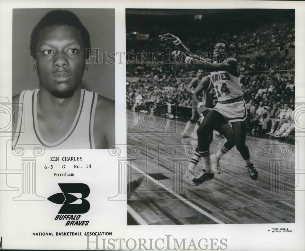 1975 Press Photo Ken Charles, Buffalo Braves Basketball Player at Game - Historic Images