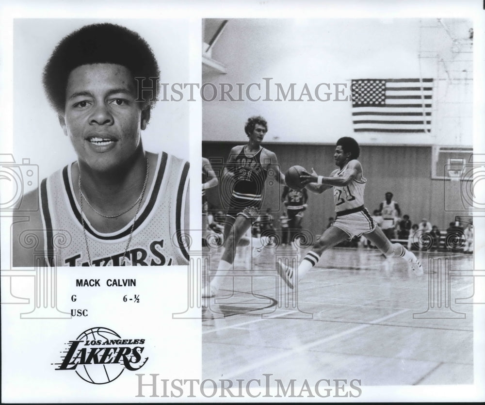 1977 Press Photo Los Angeles Lakers Basketball Player Mack Calvin, Guard - Historic Images