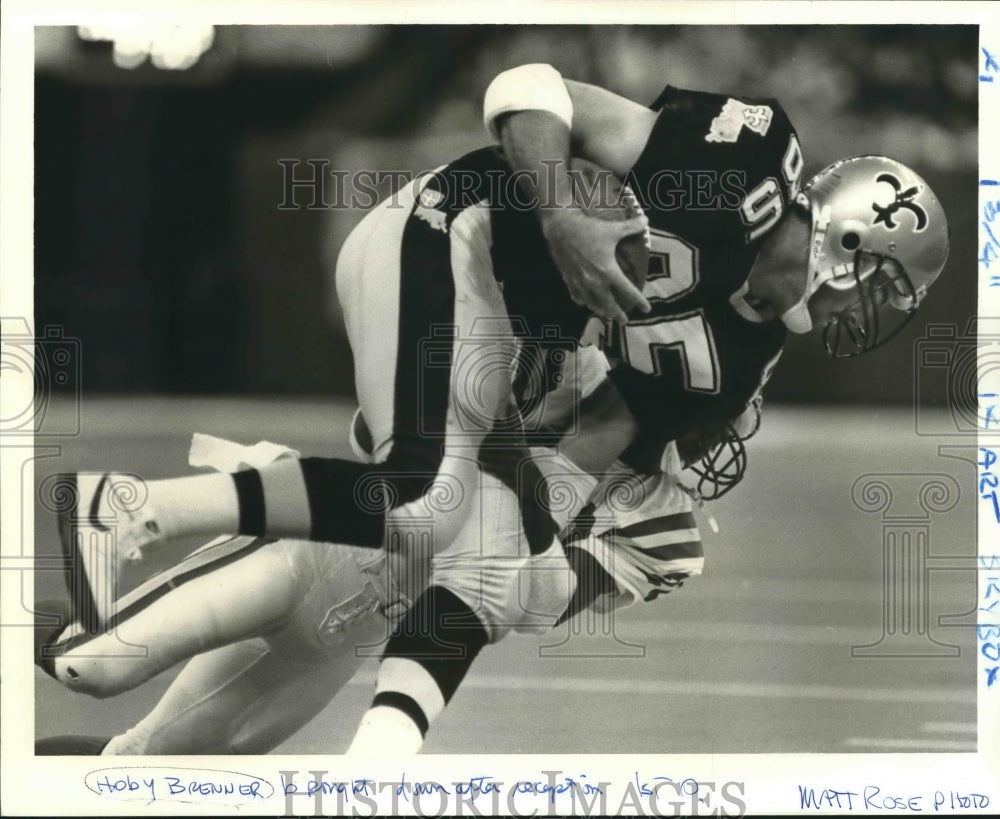 1987 Press Photo New Orleans Saints Football Player Hoby Brenner bring touchdown - Historic Images