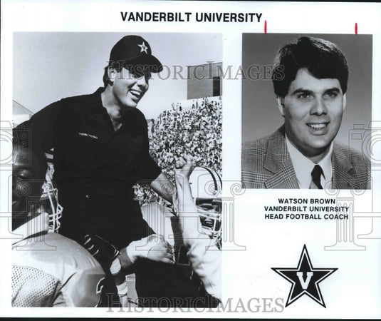 1990 Press Photo Vanderbilt University Head Football Coach Watson Brown - Historic Images